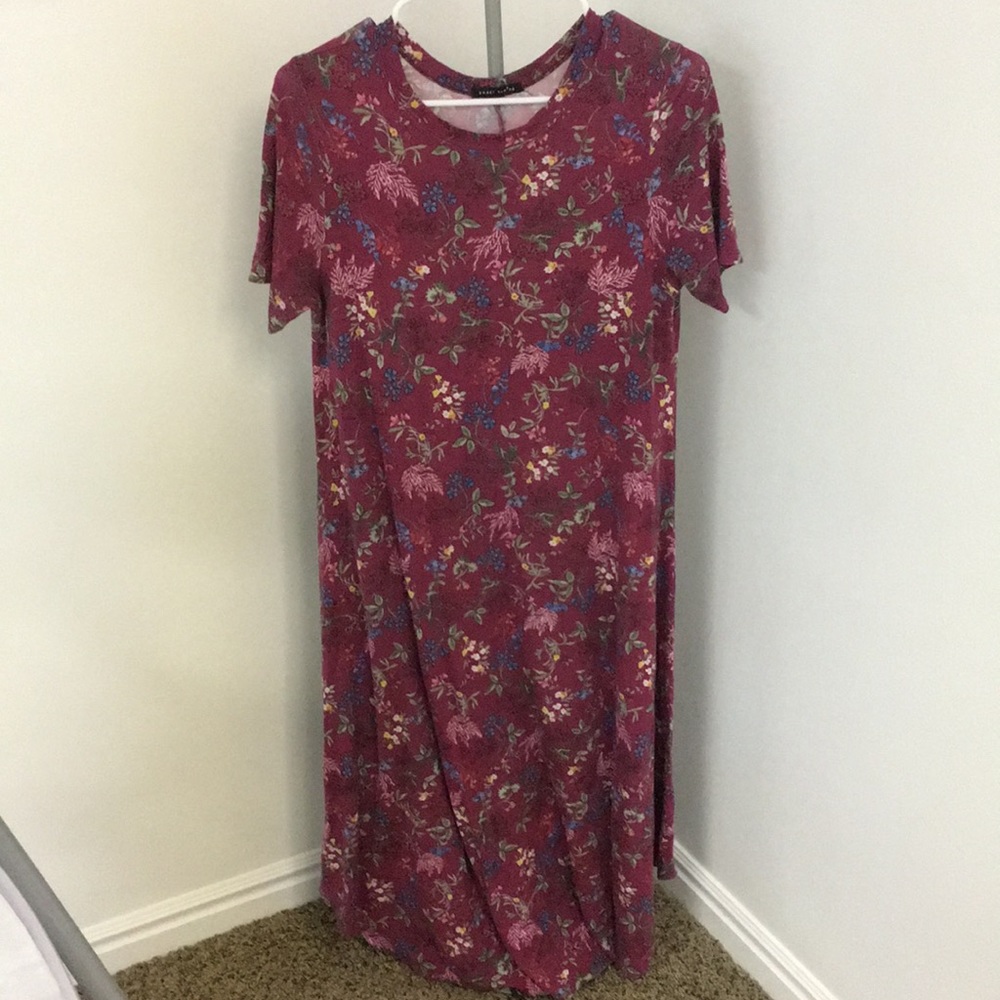 Magenta floral midi dress